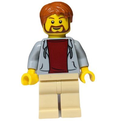 Minifiguur Light Bluish Grey Torso, Tan Legs, Reddish Brown Hair uit set 31075