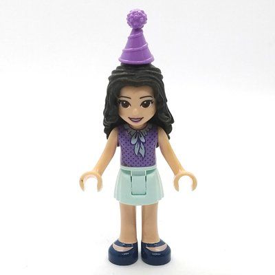 Minifigur Emma - Medium Lavender Dotted Top, Light Aqua Skirt, Hat aus Set 10748
