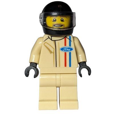 Minifigura Race Driver, Tan Torso, Tan Legs, Black Helmet, Ford del set 75884