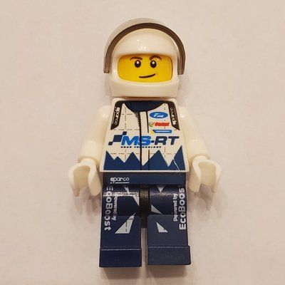 Minifigur Race Driver, White Torso, Dark Blue Legs, White Helmet, Ford aus Set 75885