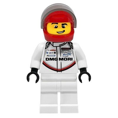 Minifigur Race Driver, White Torso, White Legs, Red Helmet, Porsche aus Set 75887