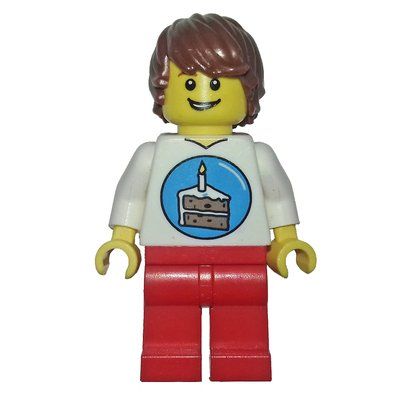 Figurine Birthday Boy - White Torso, Red Legs, Reddish Brown Hair du set 852998