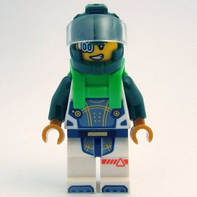 Figurine Astronaut, White Spacesuit, Bright Green Backpack, Dark Green Helmet, Eyepiece du set 60433