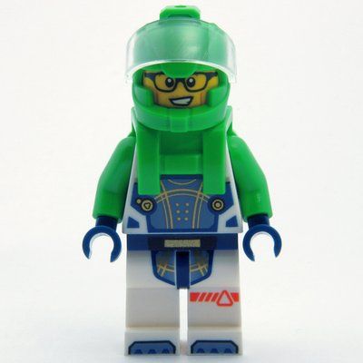 Figurine Astronaut, White Spacesuit, Bright Green Backpack and Helmet, Glasses du set 60433