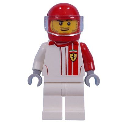 Minifigur Race Driver, White Torso, White Legs, Red Helmet, Ferrari aus Set 75890