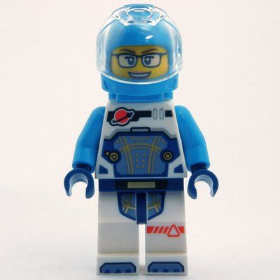Figurine Astronaut, White and Dark Azure Spacesuit, Dark Azure Backpack and Helmet, Glasses du set 60433