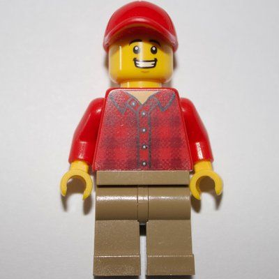 Figurine Man, Red Flannel Shirt, Dark Tan Legs, Red Cap du set 30364