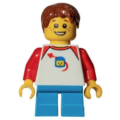 Figurine Kid, White Torso, Dark Azure Legs, Reddish Brown Hair du set 40335
