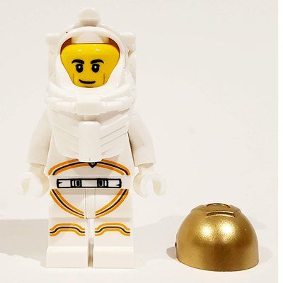 Minifigure Astronaut - White Torso and Legs, Orange Trim, Smirk, Black Eyebrows from set 60224