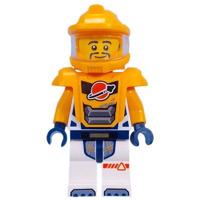 Figurine Astronaut, White Spacesuit, Bright Light Orange Armor and Helmet, Goatee du set 60428