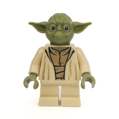 Figurine Yoda, Olive Green Head, Dark Tan Undershirt, Thick Creases du set 75142