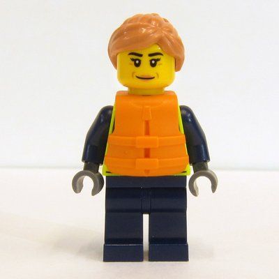 Figurine Police Officer, Vibrant Yellow Police Vest, Orange Life Jacket, Nougat Hair du set 60417