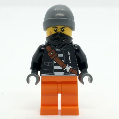 Figurine Crook, Black Jacket, Orange Legs, Black Bandana, Dark Bluish Gray Hat du set 60417