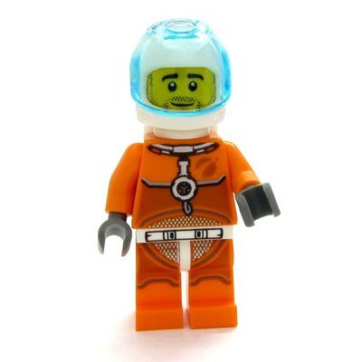 Minifigura Astronaut - Orange Torso and Legs, White Helmet, Trans-Light Blue Visor, Beard del set 60228