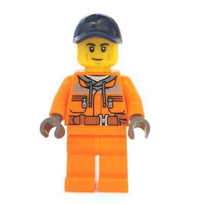 Figurine Construction Worker, Safety Jacket over Hoodie with Belt, Orange Legs, Dark Blue Cap du set 60249