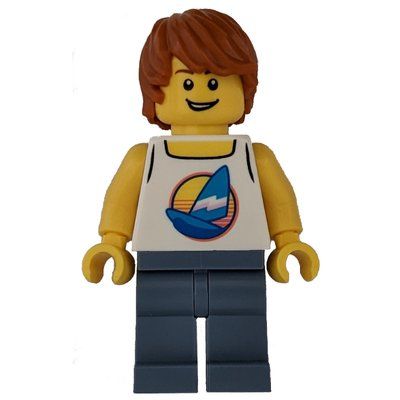 Figurine Surfer, White Tank Top with Windsurfer, Sand Blue Legs du set 30369