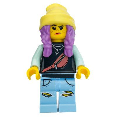 Figurine Parker L. Jackson, Black Top, Bright Light Yellow Beanie Hat, Medium Lavender Hair du set 70419