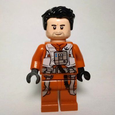 Minifigura Poe Dameron, Dark Orange Pilot Outfit, Hair del set 75273