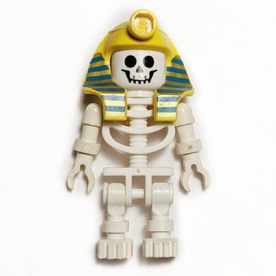 Figurine Skeleton, Standard Face, Mummy Headdress, Blue and Gold Stripes du set 5919