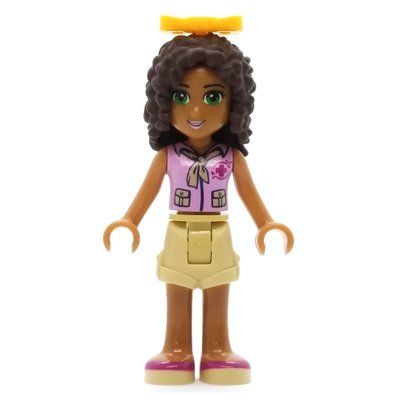 Minifigure Andrea - Bright Pink Top, Tan Shorts, Bow del set 41038