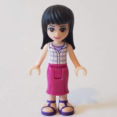Figurine Maya - White Plaid Top, Magenta Dress du set 41108