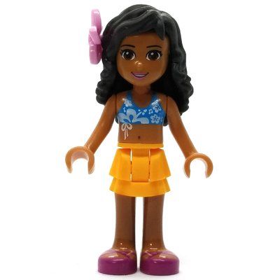 Figurine Kate - Medium Azure Bikini, Bright Light Orange Skirt, Flower du set 41094