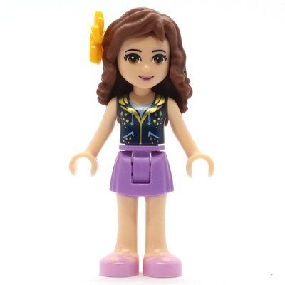 Minifiguur Olivia - Dark BLue Vest, Medium Lavender Skirt, Flower uit set 41107