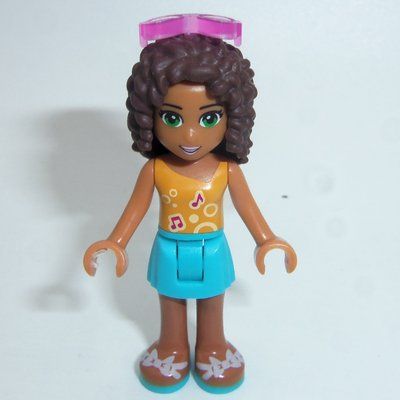 Minifigur Andrea - Bright Light Orange Top, Medium Azure Skirt aus Set 41130