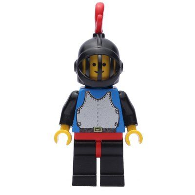 Figurine Knight (Breastplate on Blue) - Black Legs, Black Helmet, Red Plume, Plastic Cape du set 10039
