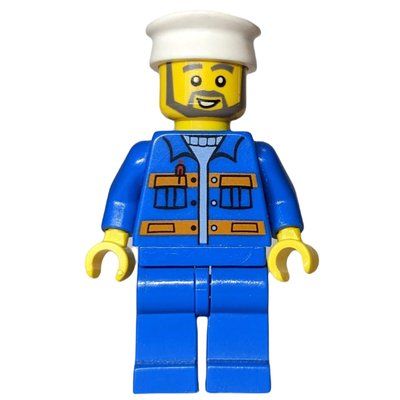 Minifigure Worker with White Hat and Gray Beard del set 10663