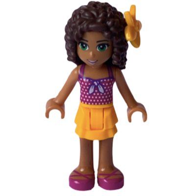Minifigur Andrea - Magenta Top, Bright Light Orange Skirt, Flower aus Set 41316
