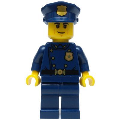Figurine Policeman, Dark Blue Suit with Large Lapels and Gold Buttons, Police Hat du set 10278