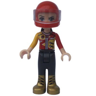 Minifigur Vicky - Red/Yellow/Black Racing Suit, Red Helmet aus Set 41352