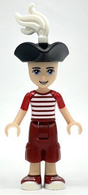 Minifigure Zack - Red/White Shirt, Dark Red Trousers, Pirate Hat from set 41375