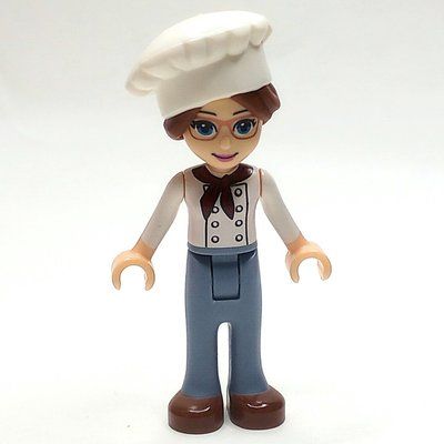 Minifigure Lillie - White Jacket, Sand Blue Trousers, Chef's Hat del set 41379