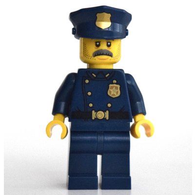 Figurine Policeman, Dark Blue Suit with Large Lapels and Gold Buttons, Police Hat, Moustache du set 10278