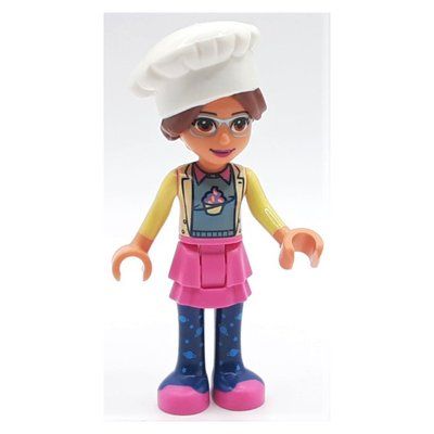 Minifigure Olivia - Bright Light Yellow Jacket, Dark Pink Skirt, Chef's Hat del set 41366
