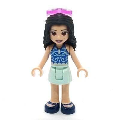 Minifiguur Emma - Dark Blue Top, Light Aqua Skirt, Glasses uit set 41397