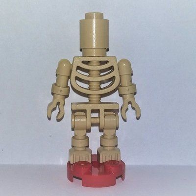 Minifigure Skeleton with Round Brick Head and Round Red Plate Base (Bowling Pin) del set 2519