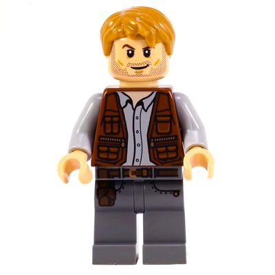 Minifigure Owen Grady with Reddish Brown Vest, and Dark Bluish Gray Legs with Holster del set 75917