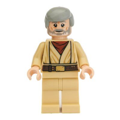 Minifigure Obi-Wan Kenobi, Old, Tan Robes, Hair, White Pupils, White and Gray Beard del set 75270