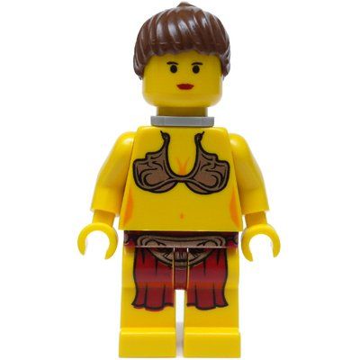 Minifigure Princess Leia, Slave Outfit, Yellow Skin, Neck Bracket del set 4480