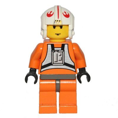 Figurine Luke Skywalker, Orange Rebel Pilot Outfit, Yellow Skin, Dark Gray Hips du set 7140