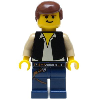 Minifigure Han Solo, Black Vest, Yellow Skin, Dark Blue Legs del set 4501