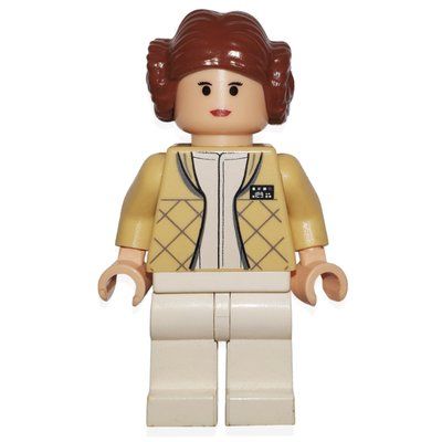 Minifigura Princess Leia, Hoth Outfit, Tan Jacket, Reddish Brown Hair del set 6212