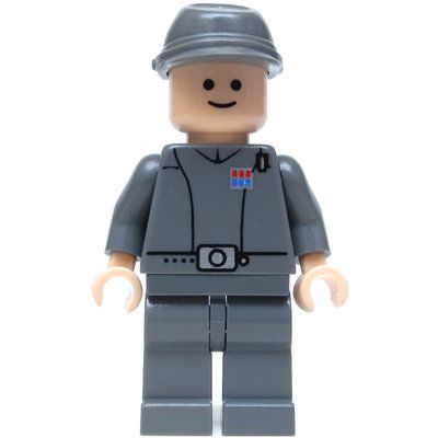Minifigura Imperial Officer / Captain / Commandant / Commander, Dark Bluish Gray Uniform, Cavalry Cap, Black Eyes del set 6211