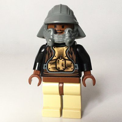 Minifigure Lando Calrissian, Skiff Guard Disguise, Dark Bluish Gray Helmet from set 6210