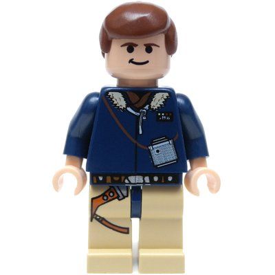 Minifigure Han Solo, Hoth Outfit, Dark Blue Jacket, Tan Legs from set 4504