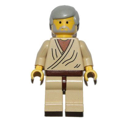 Minifigura Obi-Wan Kenobi, Old, Yellow Skin, Light Gray Hair del set 7110