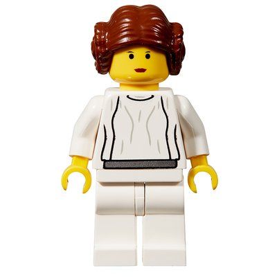Minifigure Princess Leia, White Robe, Yellow Skin (3626b Head) del set 7190